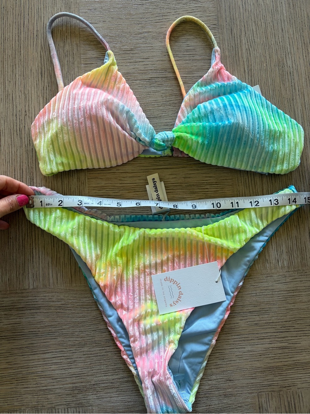 Dippin Daisys, Knot-Front Multicolor Gradient Bikini - Pink & Aqua - Picture 13 of 16